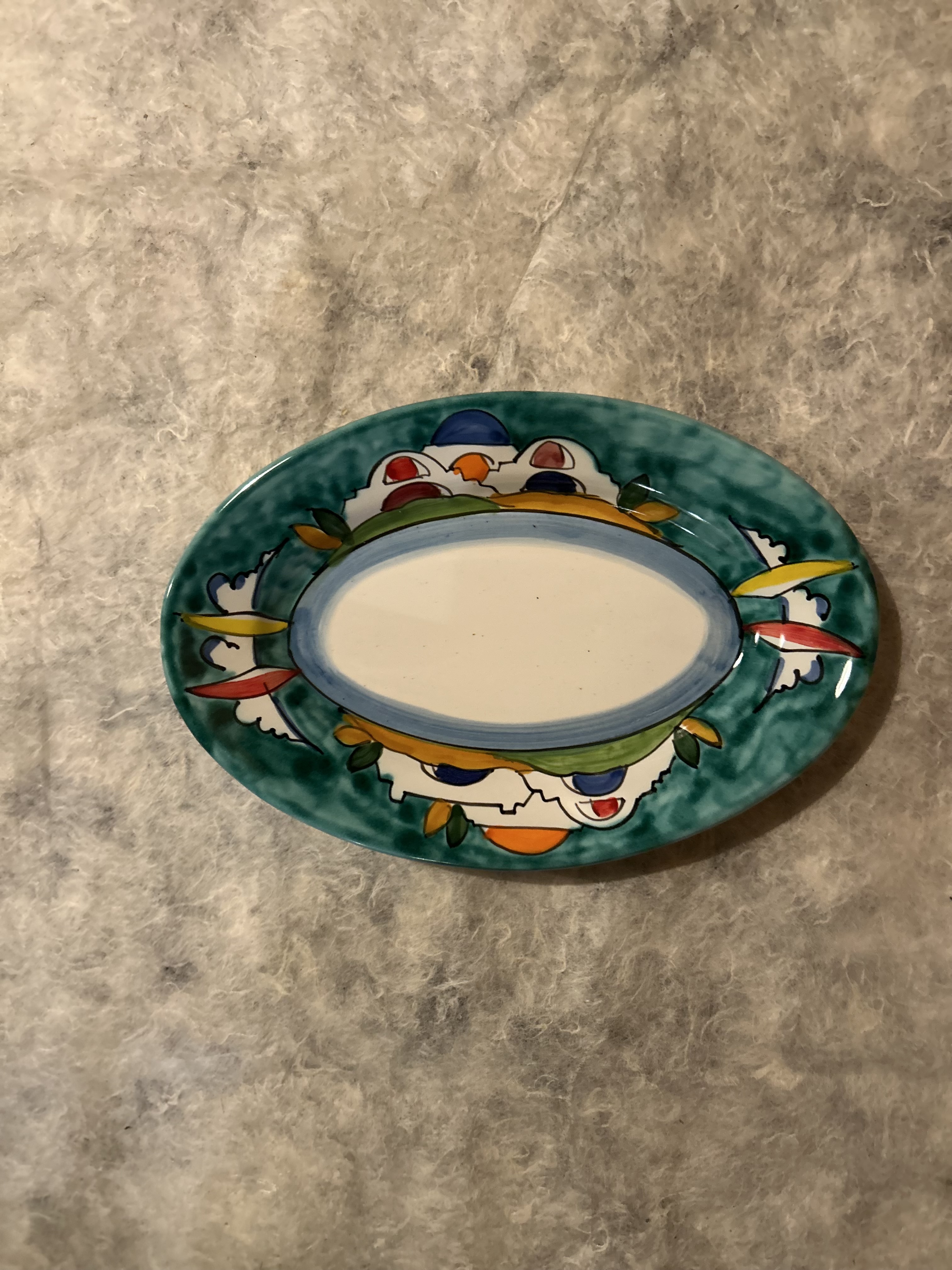 【常温】ｼﾁﾘｱ陶器/ｵｰﾊﾞﾙ皿 20cm ｴﾒﾗﾙﾄﾞ