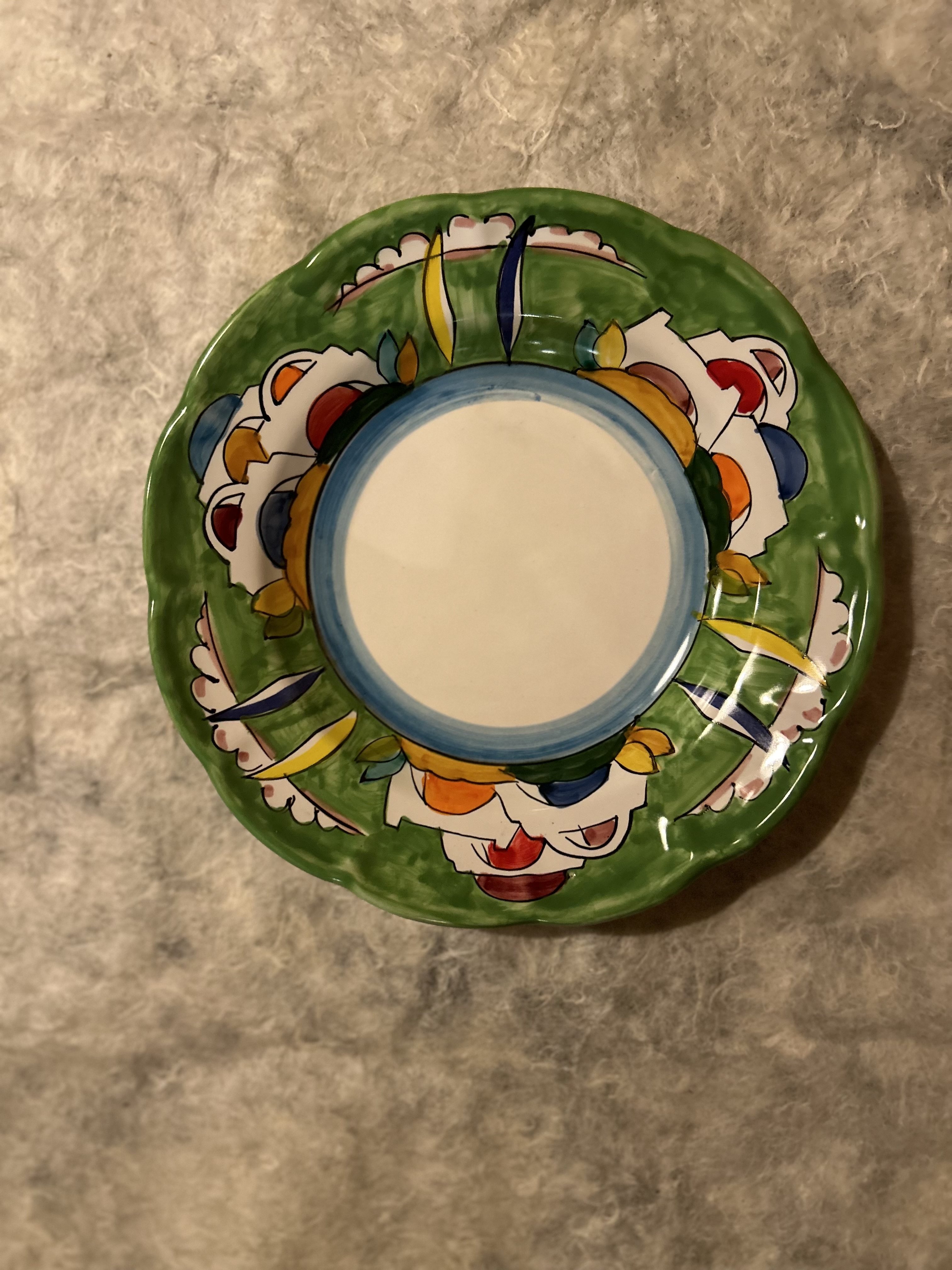 【常温】ｼﾁﾘｱ陶器/平皿 23cm 緑